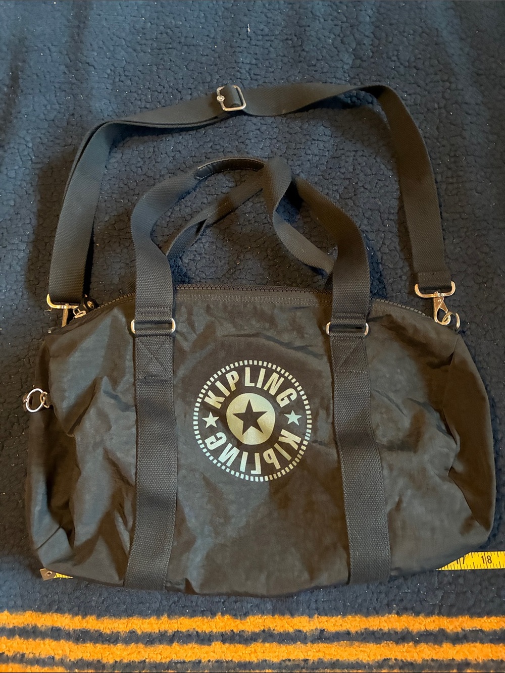 Kipling Black / gray Nylon Duffel with Logo Emblem